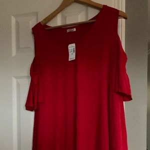 New Red Cold Shoulder Shirt - Dressbarn - Size 2X